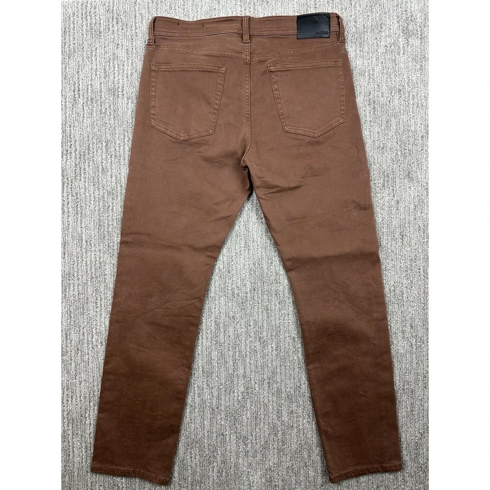 Liverpool Kingston Modern Straight Jeans 35x32 Stretch Denim Nutmeg Brown Mens